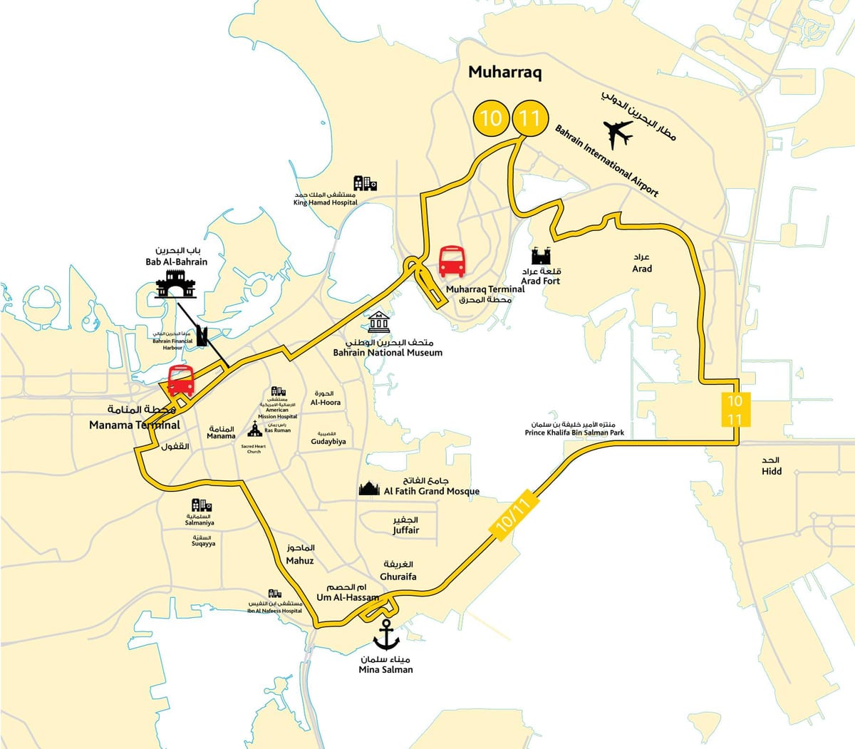 地図バーレーンの運転の通学路