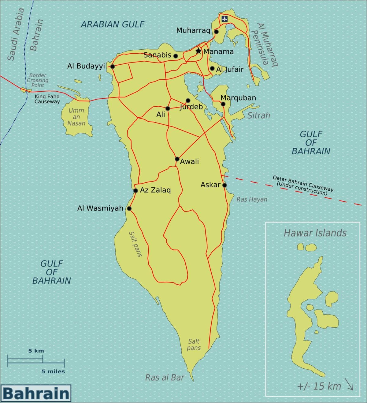バーレーン国際空港駐車場を地図