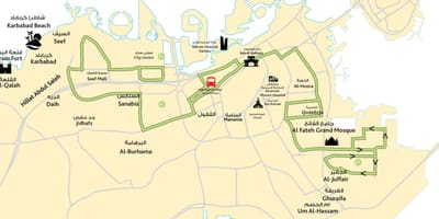 地図の中心部にバーレーン